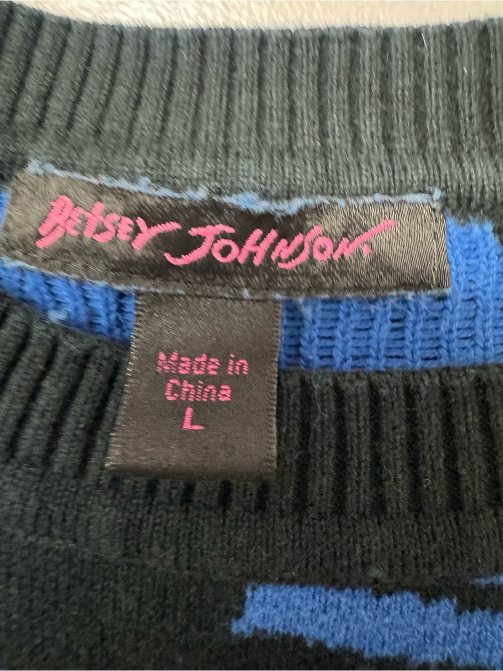 Vintage Betsey Johnson Black Blue Gun Sweater Tunic Dress Large Y2K Goth Punk C1 - Picture 8 of 12